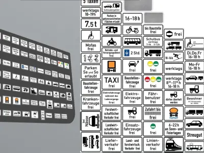 Additional traffic signs -2 Low-poly 3D model