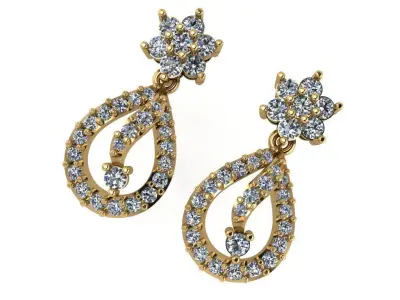 light Wight white gold diamond Earring-Nk-76ER 3D print model