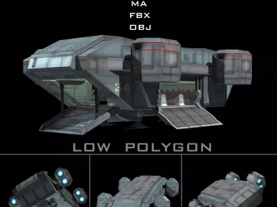 Transport Shuttle Low-poly 3D model