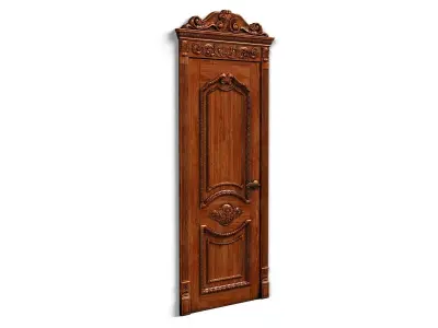 Door0002 wooden door with ornate carvings 3D model