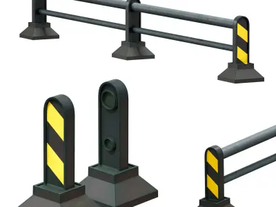 Prefabricated road barrier 3D model