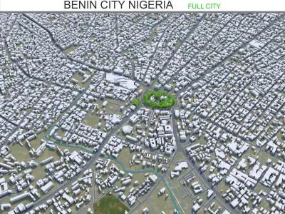 Benin City Nigeria 50km Low-poly 3D model