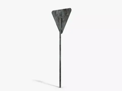 Damaged Give Way Sign Low-poly 3D model
