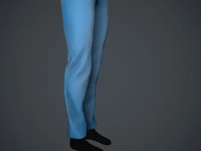 Female Light Blue Jeans Pants Style 2 Low-poly 3D model