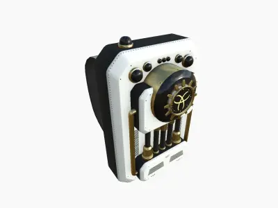 SciFi Backpack I04 White Gold - Fashion Character Design Low-poly 3D model