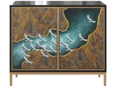 Homary-Modern Black Buffet 3D model