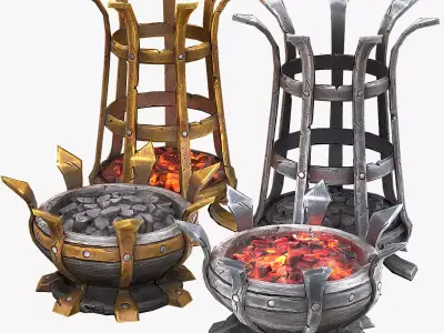  Brazier lighting pack Low-poly 3D model