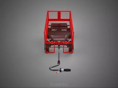 ELECTRIC BATTERY POWERED MESH GARDEN CART TROLLEY WAGON TRAILER 3D model