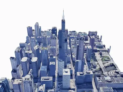 Willis Tower - building Low-poly 3D model