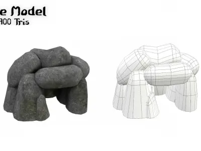 Low Poly Cave - Game Ready rock sculpture Low-poly 3D model