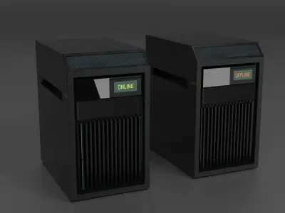 Computers Servers  Screens Touch Pad Lock Box Low-poly 3D model