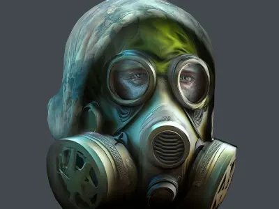 Gas mask helmet 3d model military combat  Low-poly 3D model