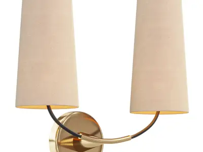  Lennon 2 Light Wall Sconce with White Shades 3D model