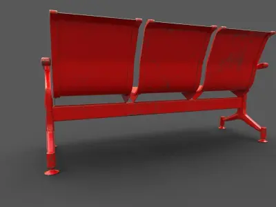 Street Bench Low-poly 3D model