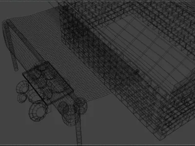 The Grocery house in night sky 3D model