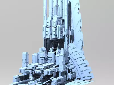 Sci-fi Alien Freighter Launcher 7  3D model