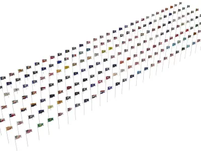 112 USA Flags - State Flags - Old Flags - Political Flags Low-poly 3D model