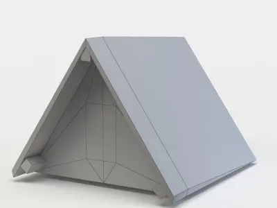 Dormer cottage with roof Low-poly 3D model