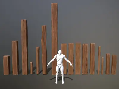 Wood Medieval kit Low-poly 3D model