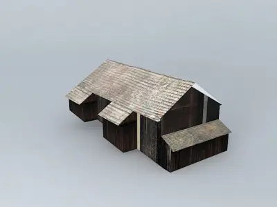 humno wooden barn with roof Free 3D model
