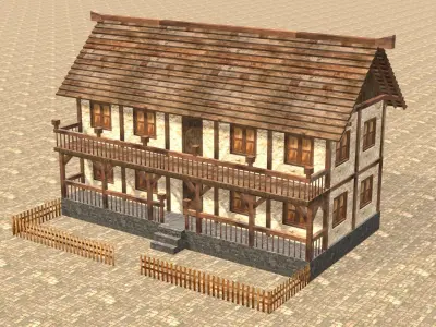 Medieval house fourteen 3 Low-poly 3D model