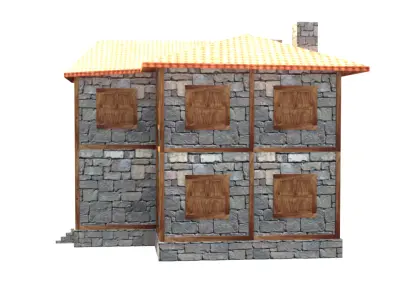 medieval house low poly village town residential house  64 Low-poly 3D model