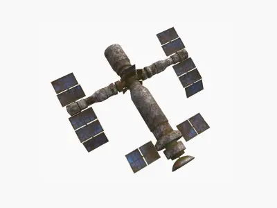 Satellite F11 Destroyed - SciFi Space Design Low-poly 3D model