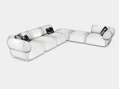 Cozy sofa with round shapes 3D model