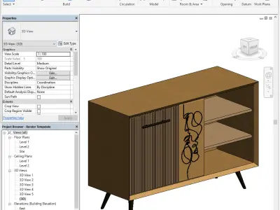 Parametric Sideboard Revit Family 3D model
