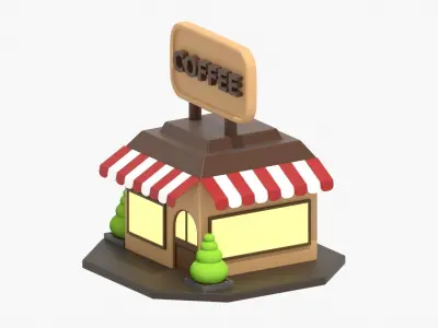 Coffee Shop 3D Illustration 3D model
