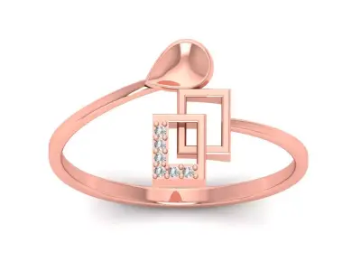 Solitaire Wedding Engagement Women Rings Open End Bypass Ring 3D print model