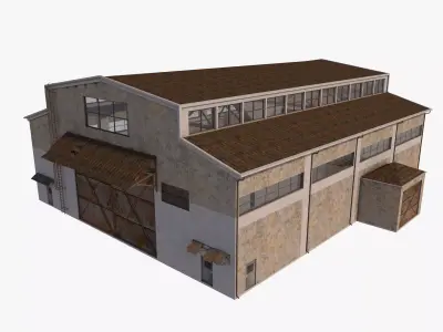 industrial building warehouse 7 Low-poly 3D model