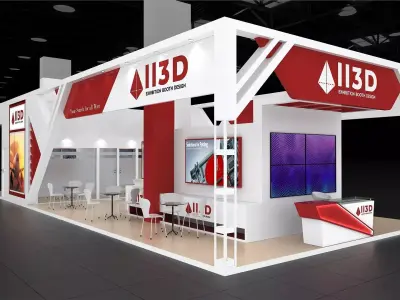 Exhibition Stand Stall Four Side Open 17X6 3D model