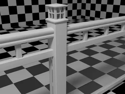 Glass Railing - Style 3 3D model
