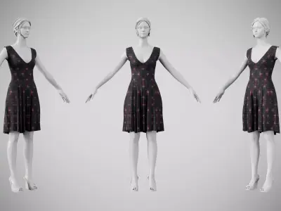 Dress 21 Light Burst Static Low-poly 3D model