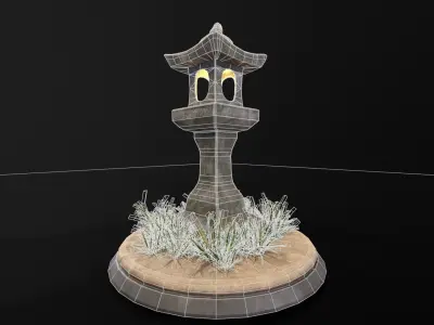 Forest Japanese Lantern Low-poly 3D model