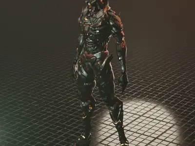 Cyberpunk Combat Armor Character Low-poly 3D model