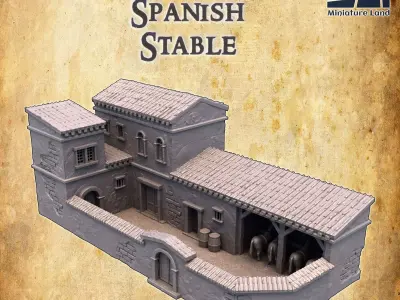 Colonial Spanish Stable Tabletop Terrain 28 MM 3D print model