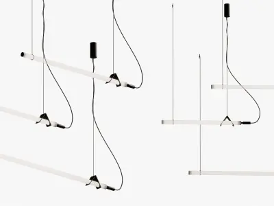 Sasaki Minimalist Linear suspension pendant light 3D model