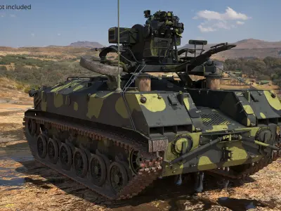  Amphibious Armored Vehicle with AA Weapon Camo Rigged 