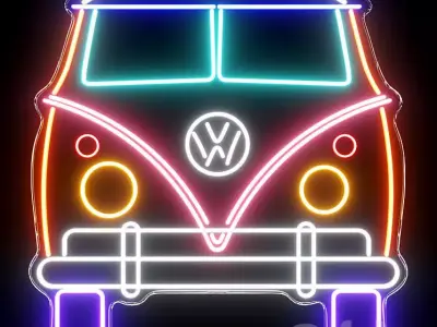 Volkswagen Camper Neon Sign 3D model