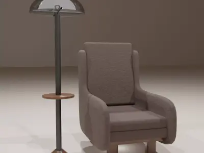 Armchair and Lamp Low-poly 3D model