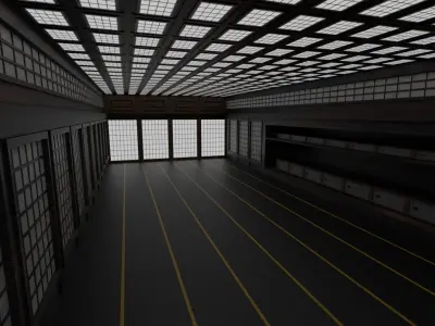 Japanese training dojo Low-poly 3D model