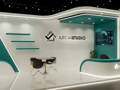 L shaped exhibition booth design  9m x 3m and 3m x 3m 3D model 3D model