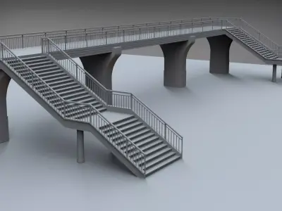 Overpass bridge with stairs leading up to it 3D model