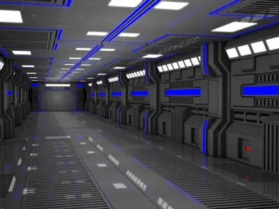 Sci Fi Corridor  3D model 2