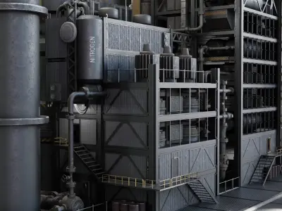 Sci-Fi Industrial Base Kitbash  Low-poly 3D model