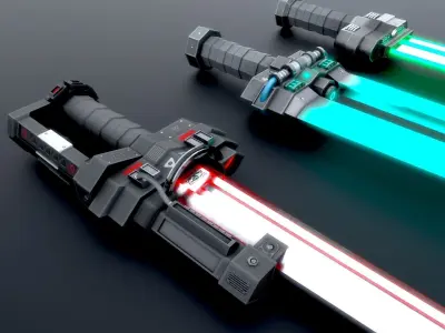 cyberpunk swords 3D model
