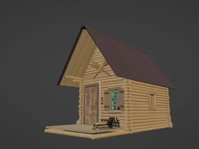 Log cabin Tree-house Game Ready Low-poly 3D model