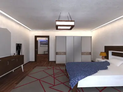 Fully Ready Multi-Room Furnished Apartment Scene Low-poly 3D model